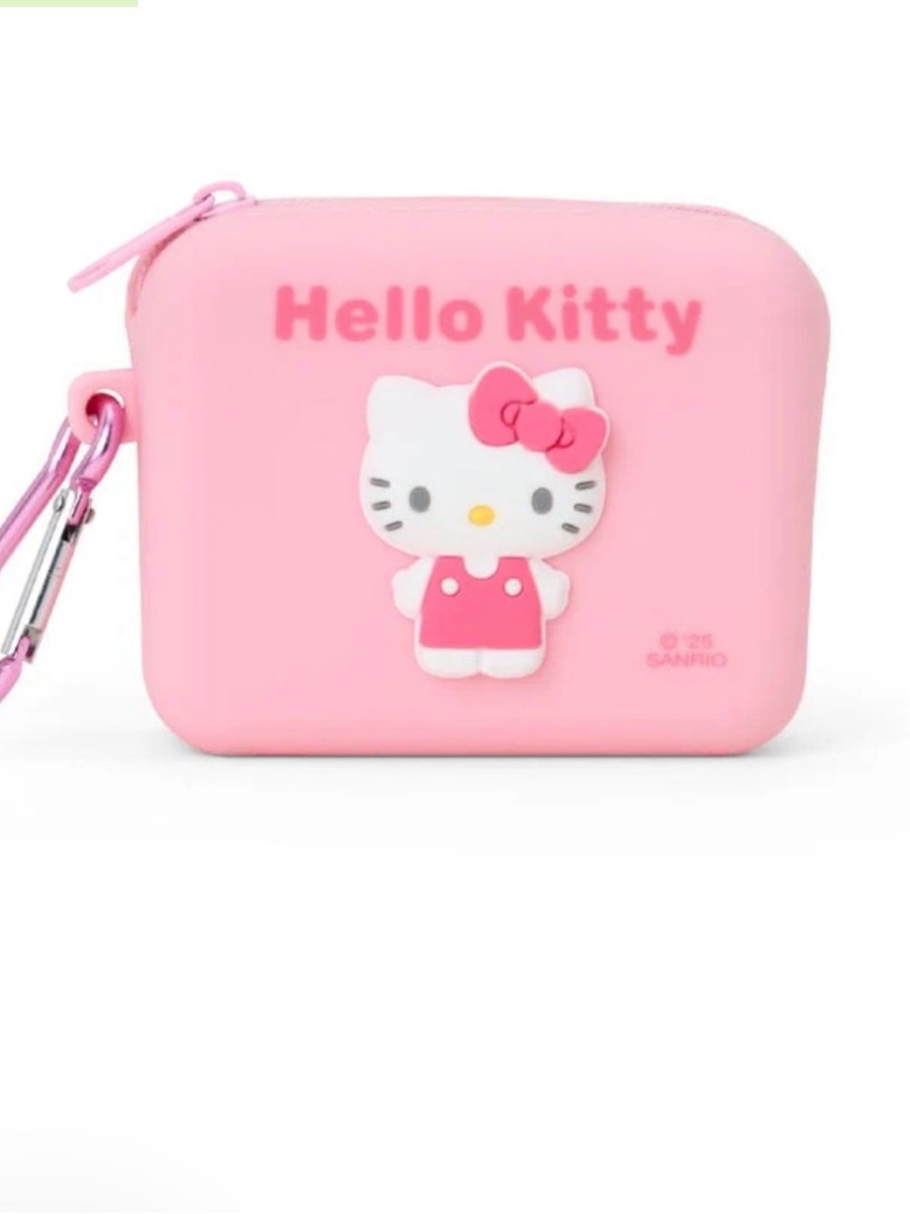 Hello Kitty Pink Silicone Coin Pouch with Carabiner